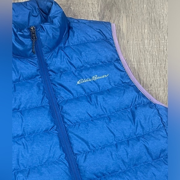Small Eddie Bauer eb650 Down Insulated Blue Gilet Vest Puffer Full Zip Warm - Picture 3 of 13